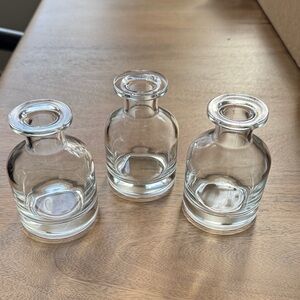 Set of Three Clear Glass Bottles